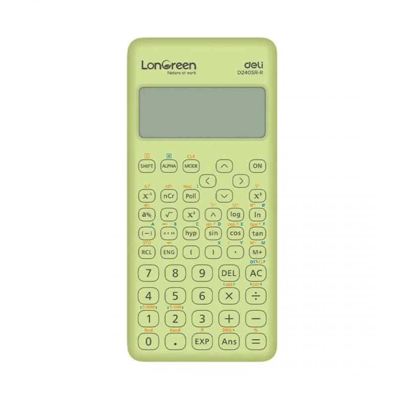 Научен калкулатор Deli LonGreen ED240-SR-R, 240 функции, 10+2 dgt, 160х74х16.4 мм, зелен