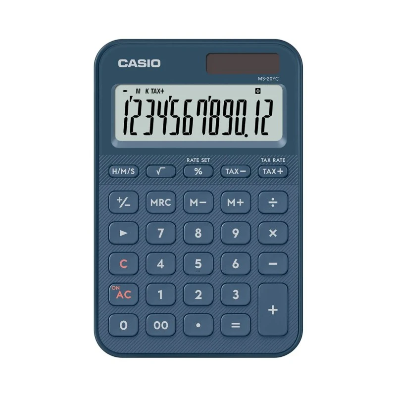 Калкулатор CASIO COLORFUL MS-20YC-NY, настолен, 12 dgt, 154.5x101x18 мм, тъмно син