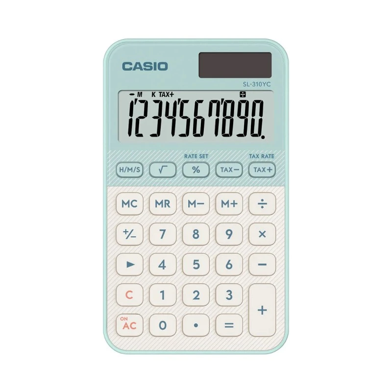 Калкулатор CASIO COLORFUL SL-310YC-LG, джобен, 10 dgt, 118x70x8 мм, светло зелен