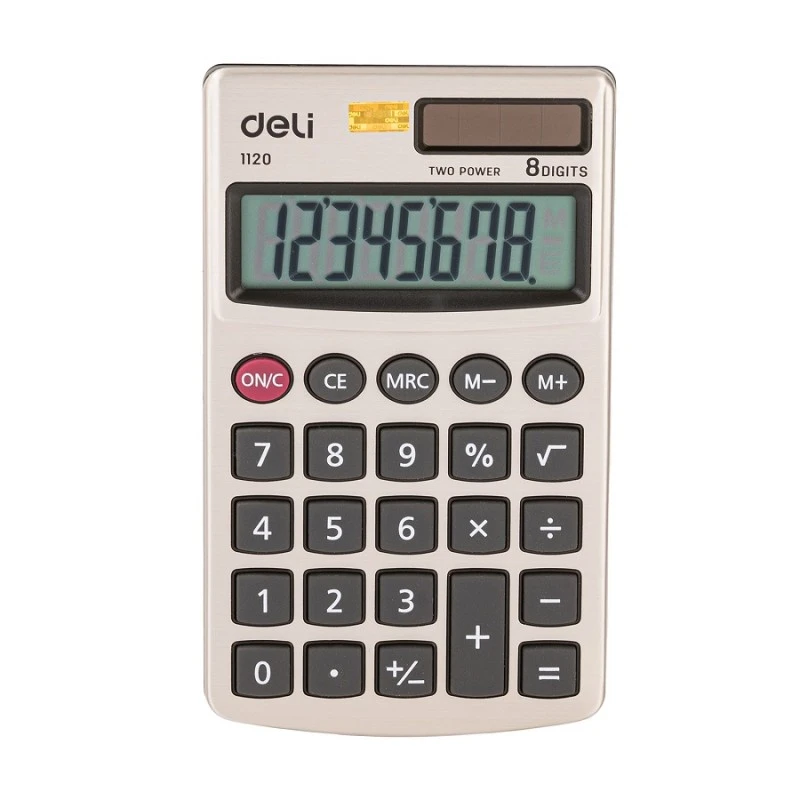Калкулатор Deli Easy E1120 джобен, метален панел, 8 dgt, 116.8 x 70 x 11 мм