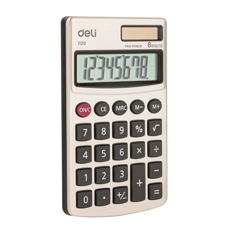 Калкулатор Deli Easy E1120 джобен, метален панел, 8 dgt, 116.8 x 70 x 11 мм