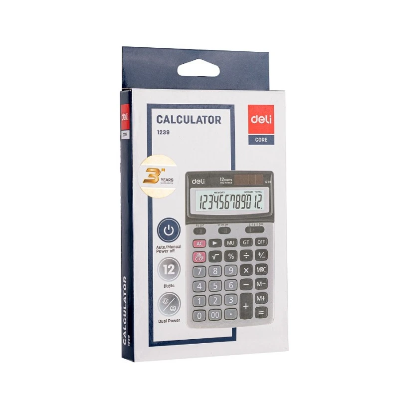 Калкулатор Deli Smart E1239 настолен, метален панел, 12 dgt, 172 x 107 x 26 мм