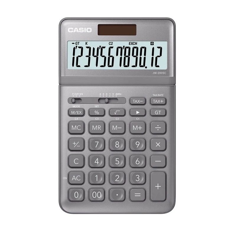 Калкулатор Casio JW-200SC настолен, 12 dgt, 183.5x109x10.8 мм, сив металик