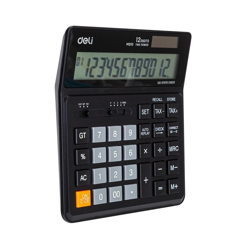 Калкулатор Deli Smart EM01020 настолен,12 dgt, TAX,160 х 150 х 33 мм, черен