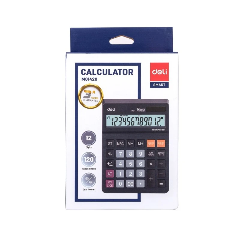 Калкулатор Deli Smart EM01420 настолен, 12 dgt, 179 х 126 х 28.5 мм, черен