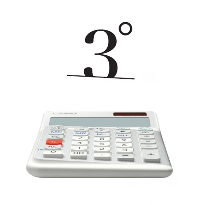 Калкулатор Casio JE-12 E, ергономичен настолен, 12 dgt, 177.5х111 х24 mm, перлено бял