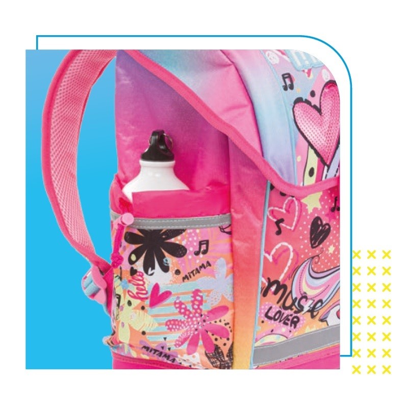 Раница за детска градина с две лица MITAMA Spinny Dancer Cat, за 1-3 г, за момиче