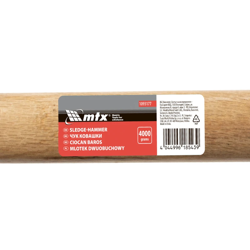 Чук MTX, ковашки, 4000 гр. кована глава, дървена дръжка, FSC