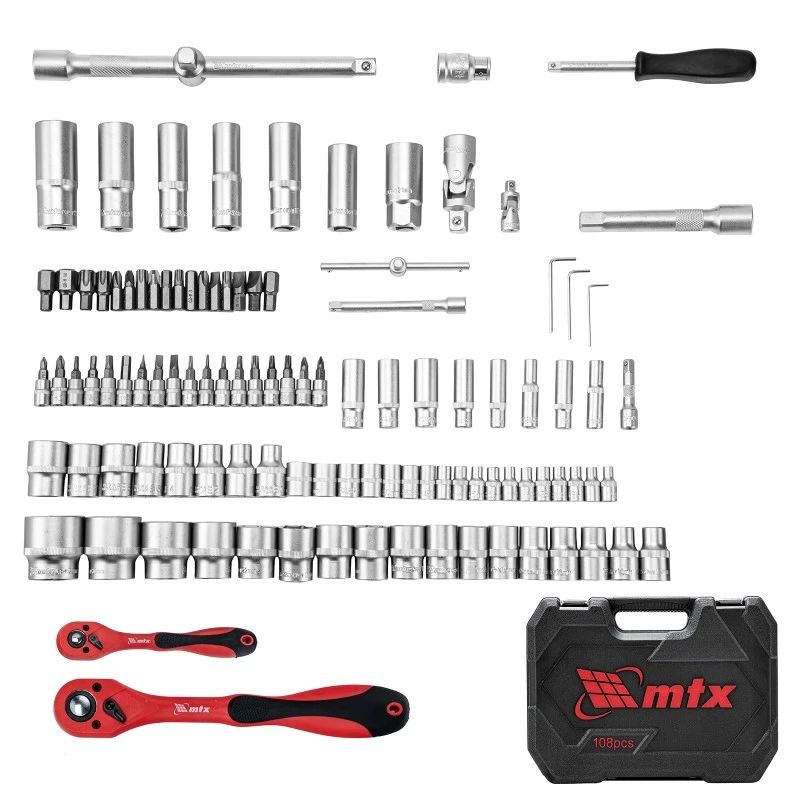 Комплект инструменти MTX, 108 части, 1/2", 1/4", CrV, пластмасова кутия
