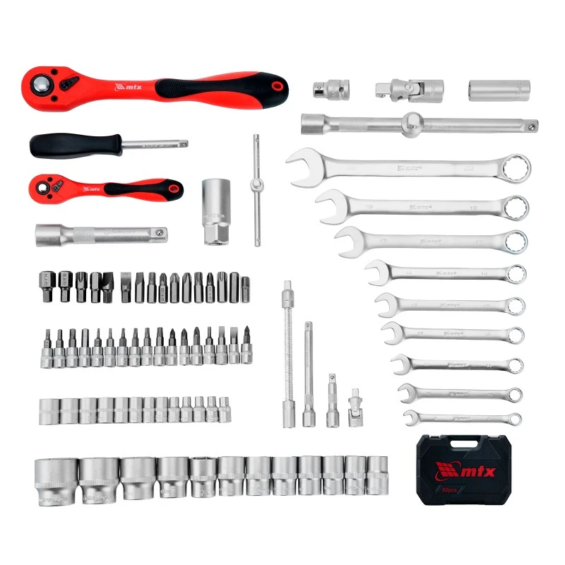 Комплект инструменти MTX, 82 части, 1/2", 1/4", CrV, пластмасова кутия