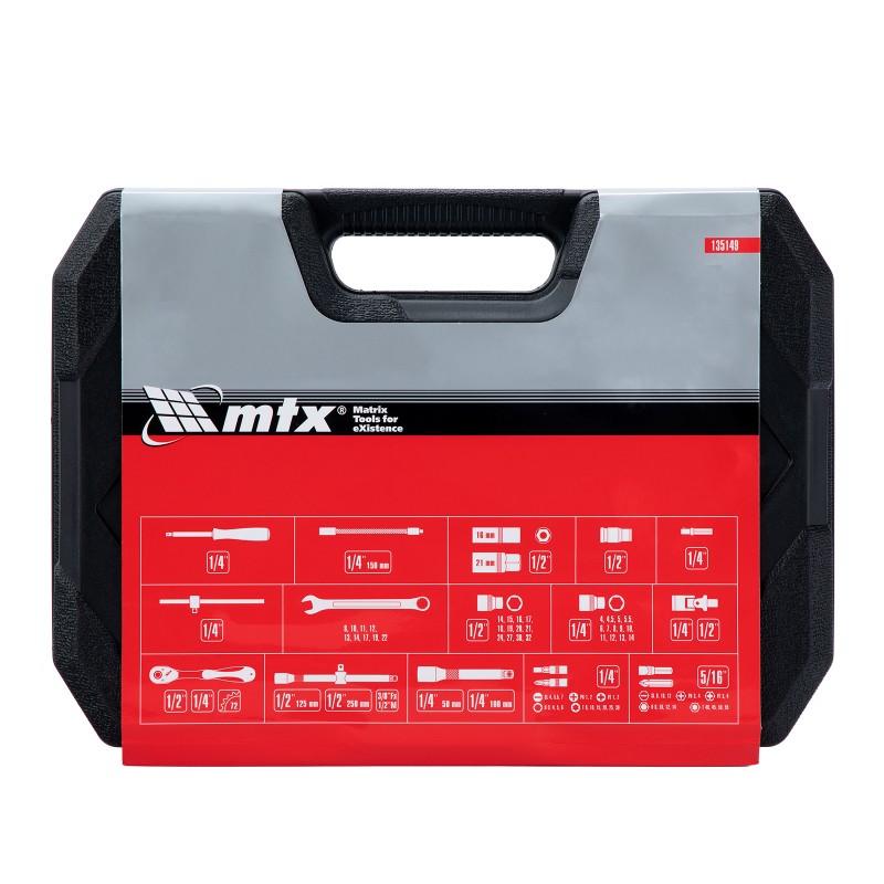 Комплект инструменти MTX, 82 части, 1/2", 1/4", CrV, пластмасова кутия