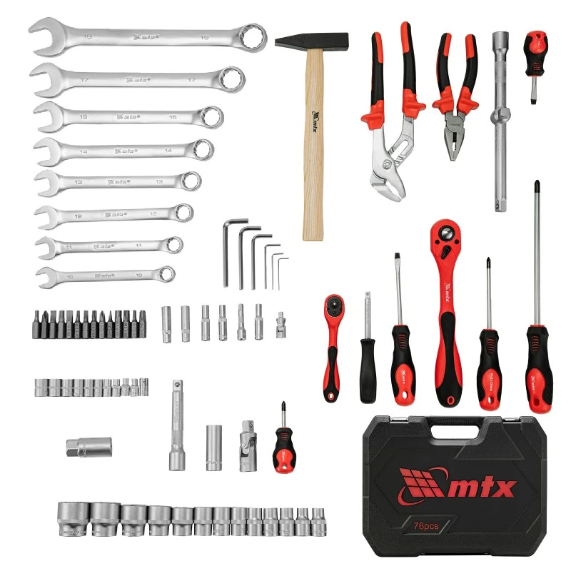 Комплект инструменти MTX, 76 части, 1/2", 1/4", CrV, пластмасова кутия