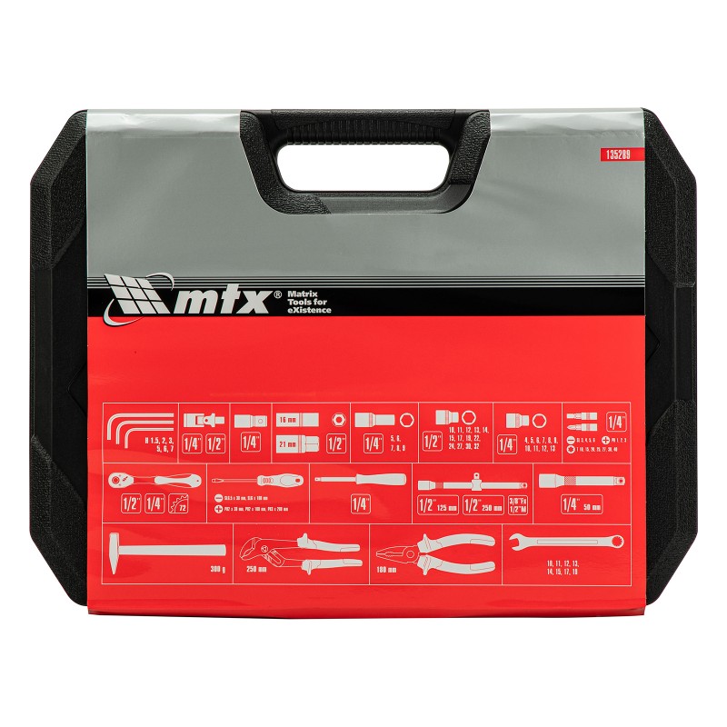 Комплект инструменти MTX, 76 части, 1/2", 1/4", CrV, пластмасова кутия