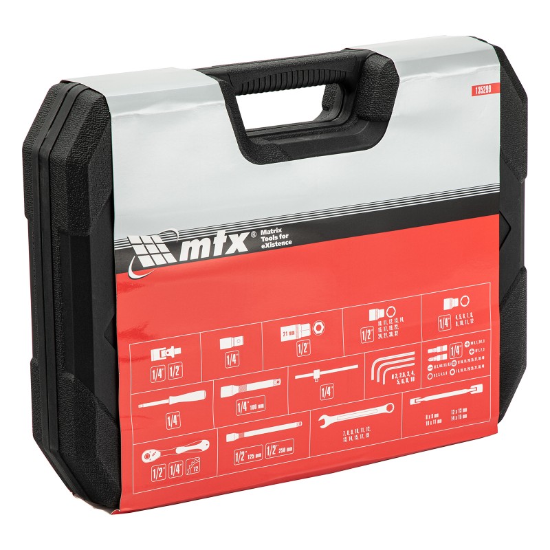 Комплект инструменти MTX, 89 части,  1/2", 1/4", CrV, пластмасова кутия 