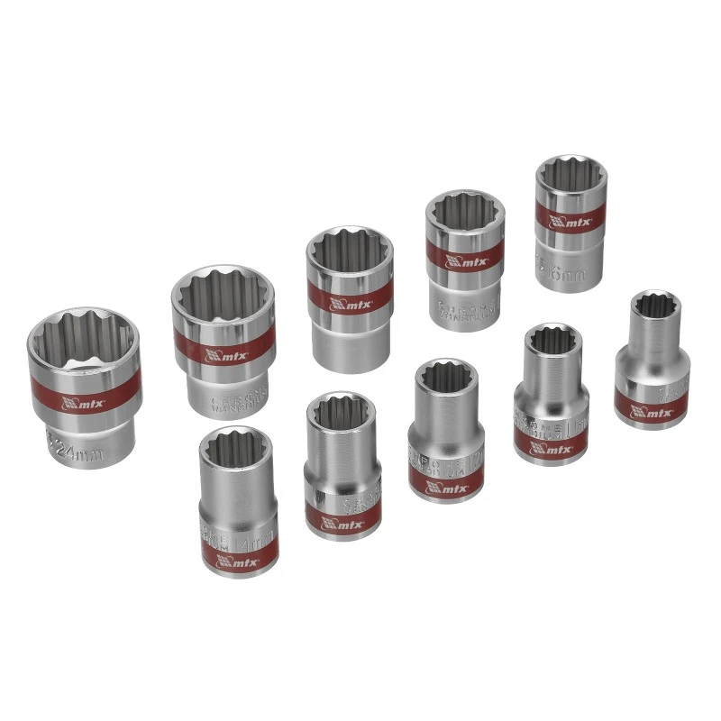 Комплект вложки MTX, 1/2", 12-стенни, CrV, 10 бр., 10-24 мм