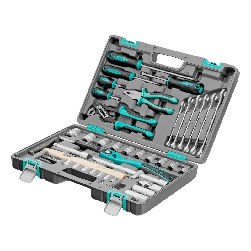 Комплект инструменти Stels,  58 части, CrV, 1/2", усилен куфар
