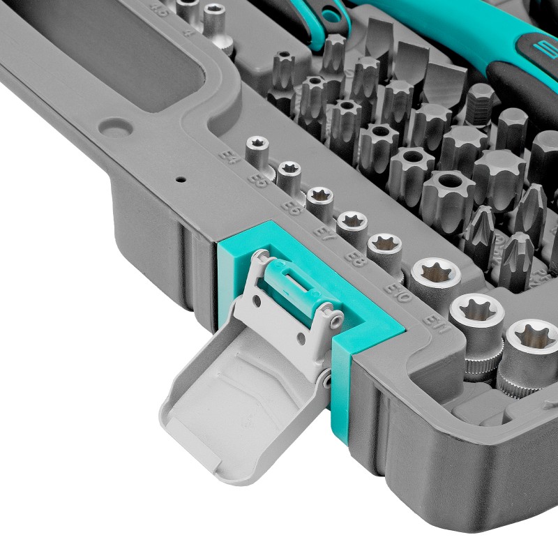 Комплект инструменти Stels,  151 части, Cr-V, стомана S2, 1/4", 3/8", 1/2", усилен куфар