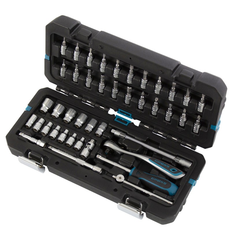 Комплект инструменти Gross, 42 части, тресчотка 120 зъба, CrV, 1/4"