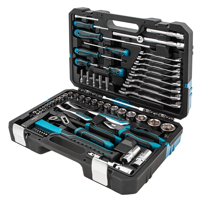 Комплект инструменти Gross, 76 части, с тресчотка 120 зъба, CrV, 1/4", 1/2"