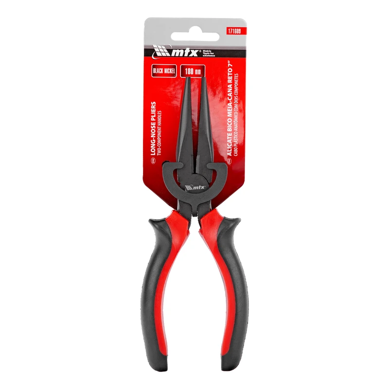 Клещи MTX, с удължени полукръгли прави челюсти Black Nickel, 180 мм, двукомпонентни дръжки