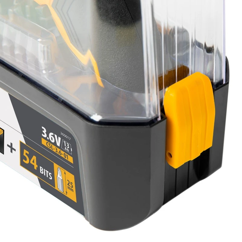 Отвертка Denzel, акумулаторна, CSL-3,6-01, Li-Ion, 3,6 V, 1,3 Ah, с аксесоари