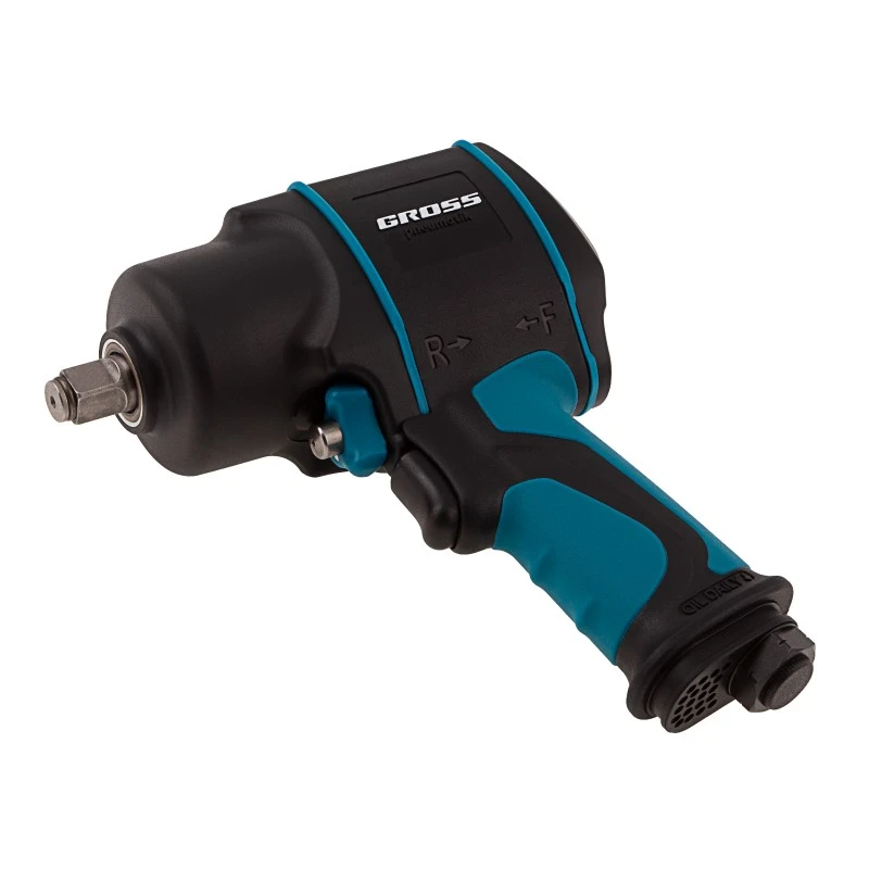Гайковерт Gross, пневматичен, ударен, G1285, 1/2",Twin Hammer, 1220Nm, 6500 об/мин, композитен корпу