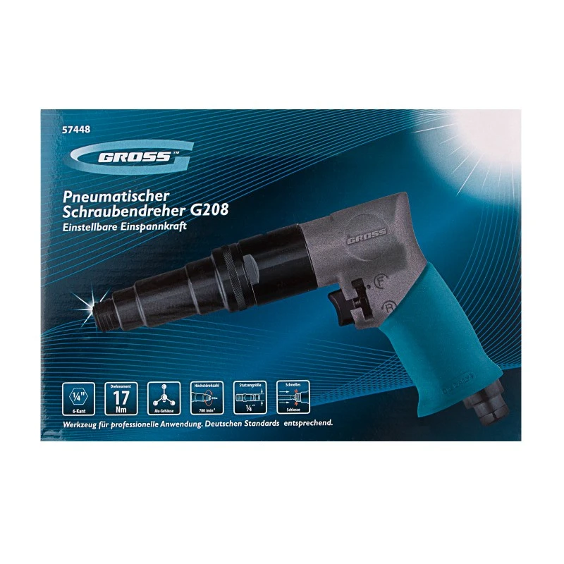 Винтоверт Gross, пневматичен, G208, 1/4",  17Nm,  700 об/мин