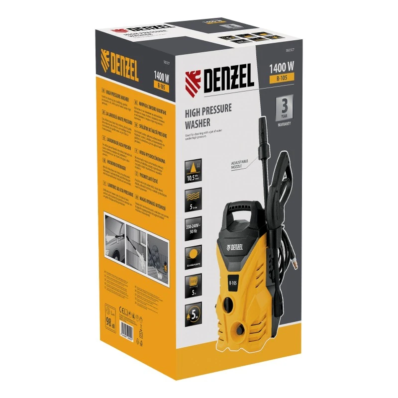 Водоструйка Denzel, R-105, 1400 Вт, 10,5 МПа, 5 л/мин, преносима