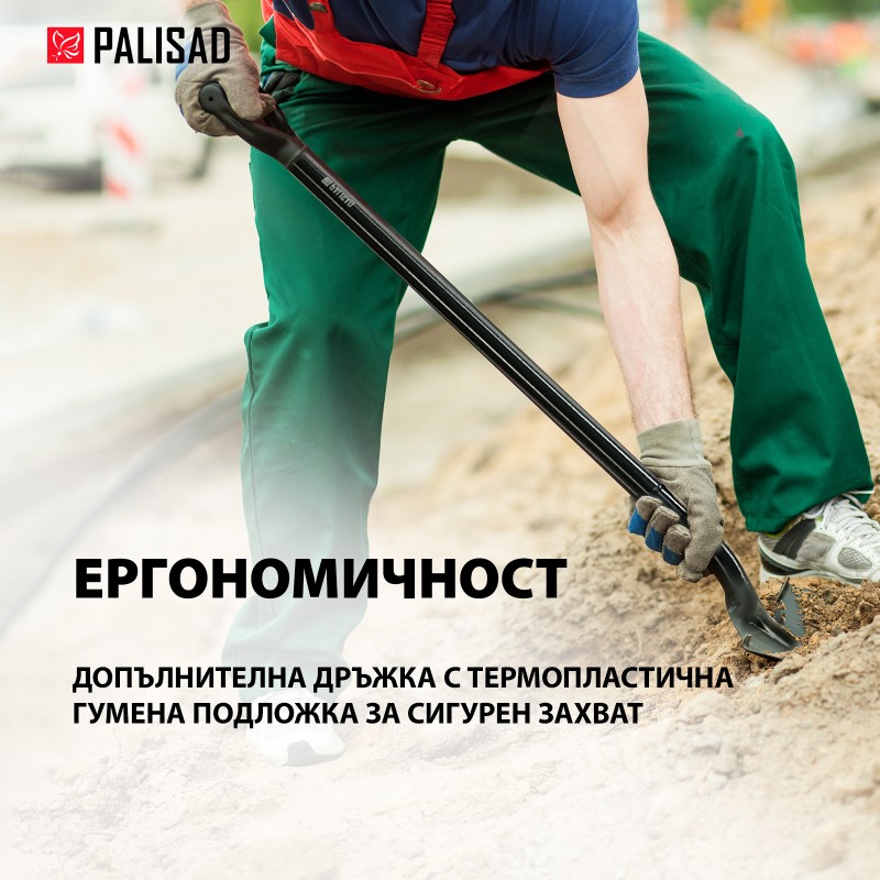 Лопата Palisad, права, правоъгълна, метална дръжка