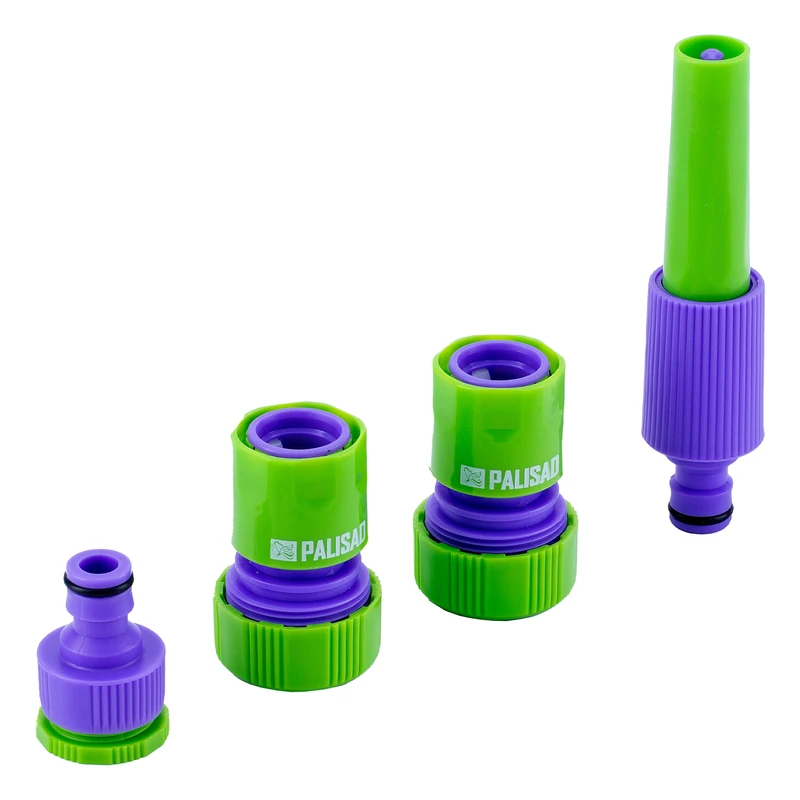 Комплект за свързване на маркуч Palisad, 3/4", струйник, 3 адаптера, PVC