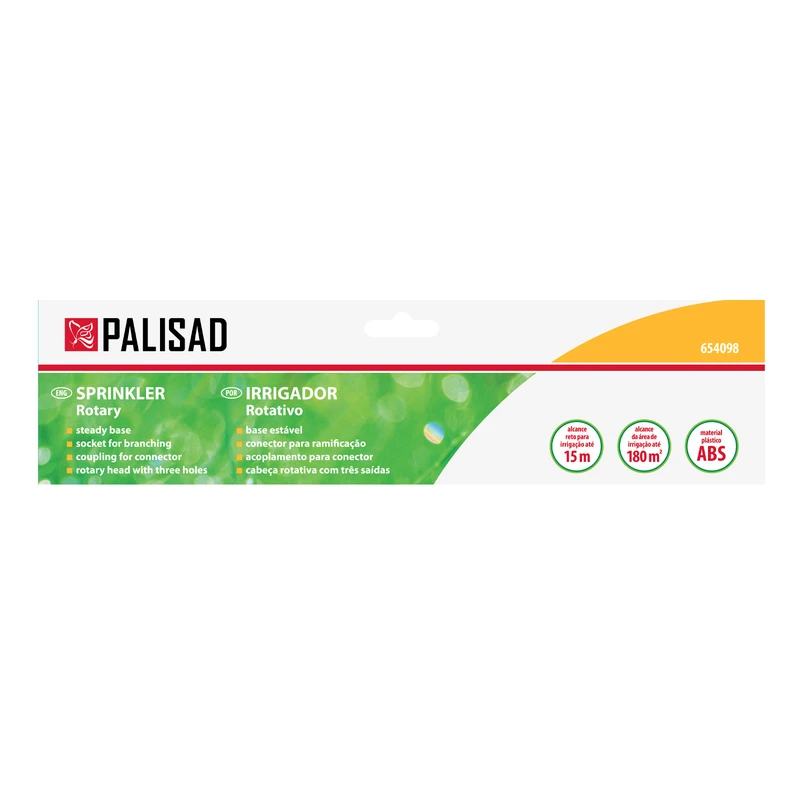 Разпръсквач Palisad, въртящ се, 3-раменен,  D 3/4", с основа, пластмасов, площ 180 кв.м., D 15м