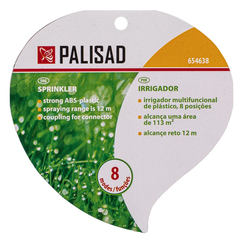 Разпръсквач Palisad, дъждовален, 8 функции, с основа, пластмасов