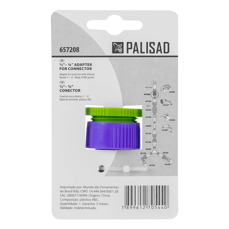 Адаптер за маркуч Palisad, за кран, вътрешна резба  1/2"-3/4", пластмасов