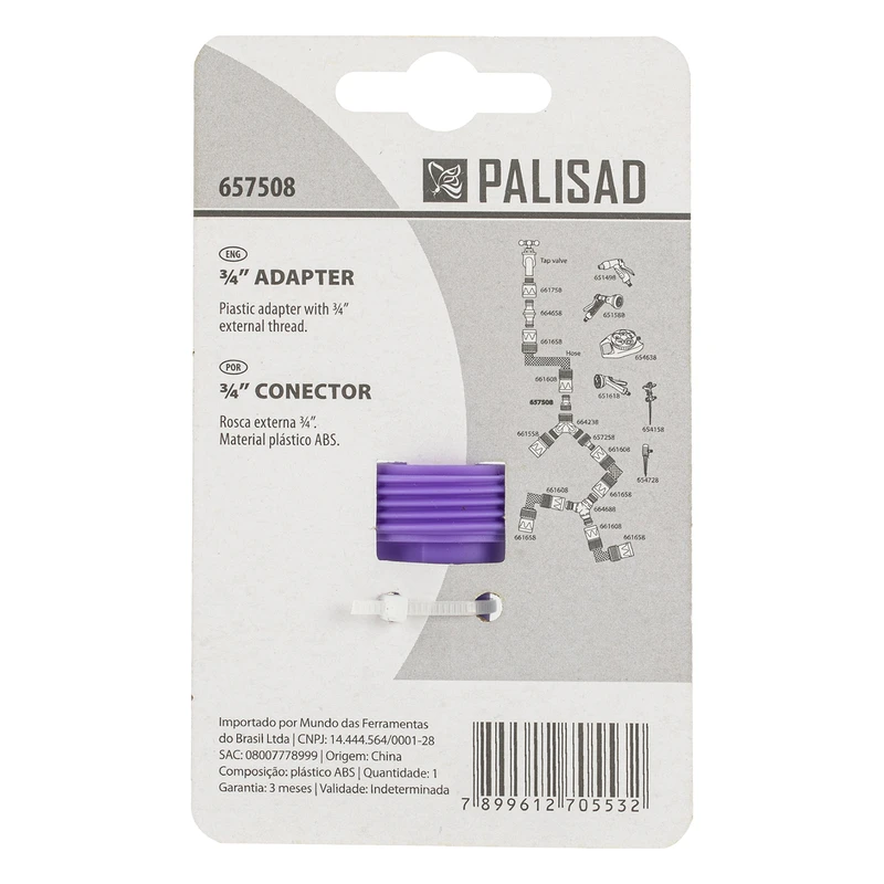 Адаптер за маркуч Palisad, външна резба 3/4", пластмасов