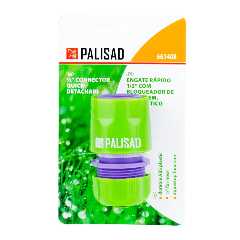 Съединител за маркуч Palisad, 1/2", аквастоп, пластмасов