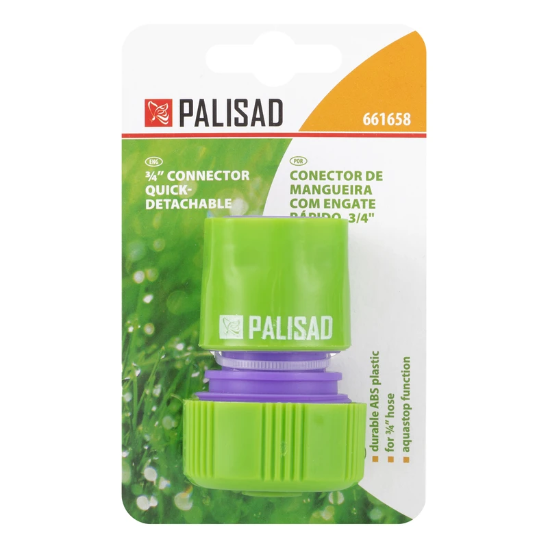 Съединител за маркуч Palisad, 3/4", аквастоп, пластмасов