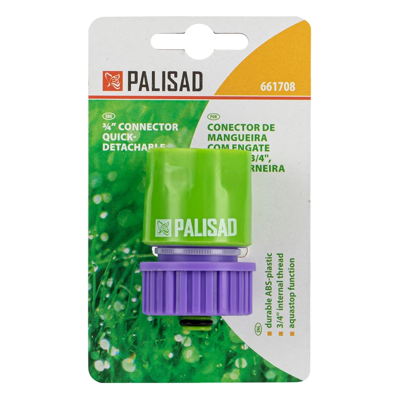 Съединител за маркуч Palisad, 3/4", вътрешна резба, аквастоп, пластмасов