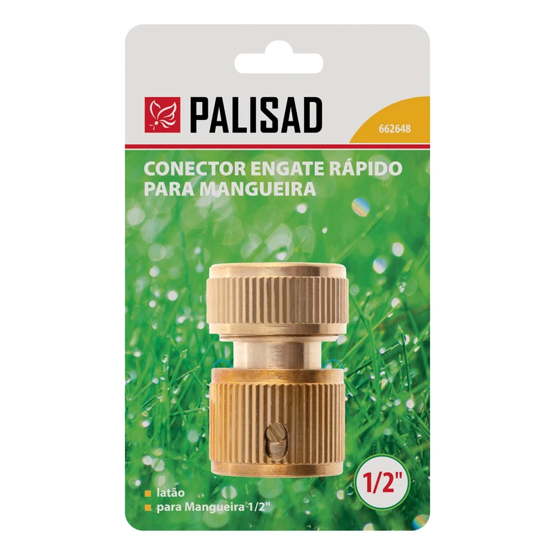 Съединител за маркуч Palisad, 1/2", бърза връзка, месингов