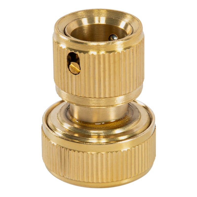 Съединител за маркуч Palisad, 3/4", бърза връзка, аквастоп, месингов