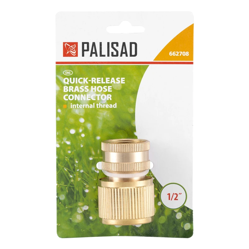 Съединител за маркуч Palisad, 1/2" вътрешна резба, бърза връзка, месинг