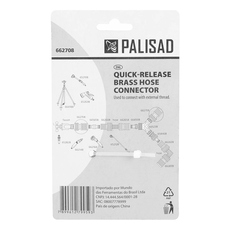 Съединител за маркуч Palisad, 1/2" вътрешна резба, бърза връзка, месинг
