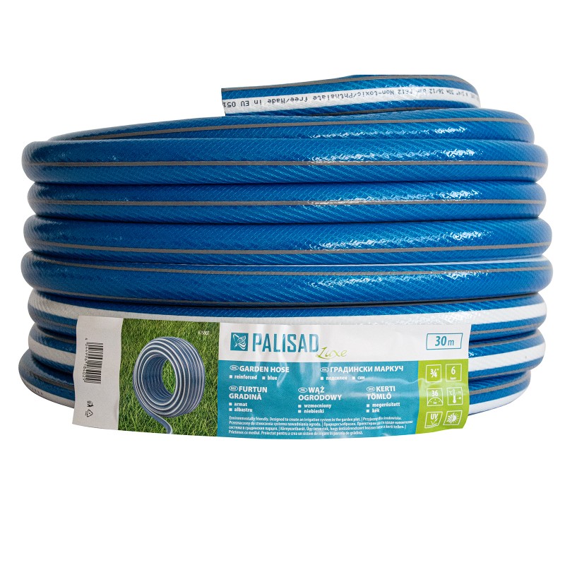 Маркуч Palisad, за поливане, подсилен, 3/4 ", 30 м, 6 слоя, без фталати, син, Luxe