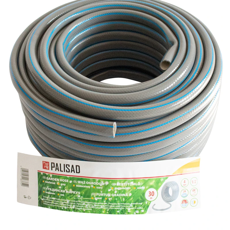 Маркуч Palisad, за поливане, подсилен, 1/2 ", 30 м, 4 слоя, без фталати, сив