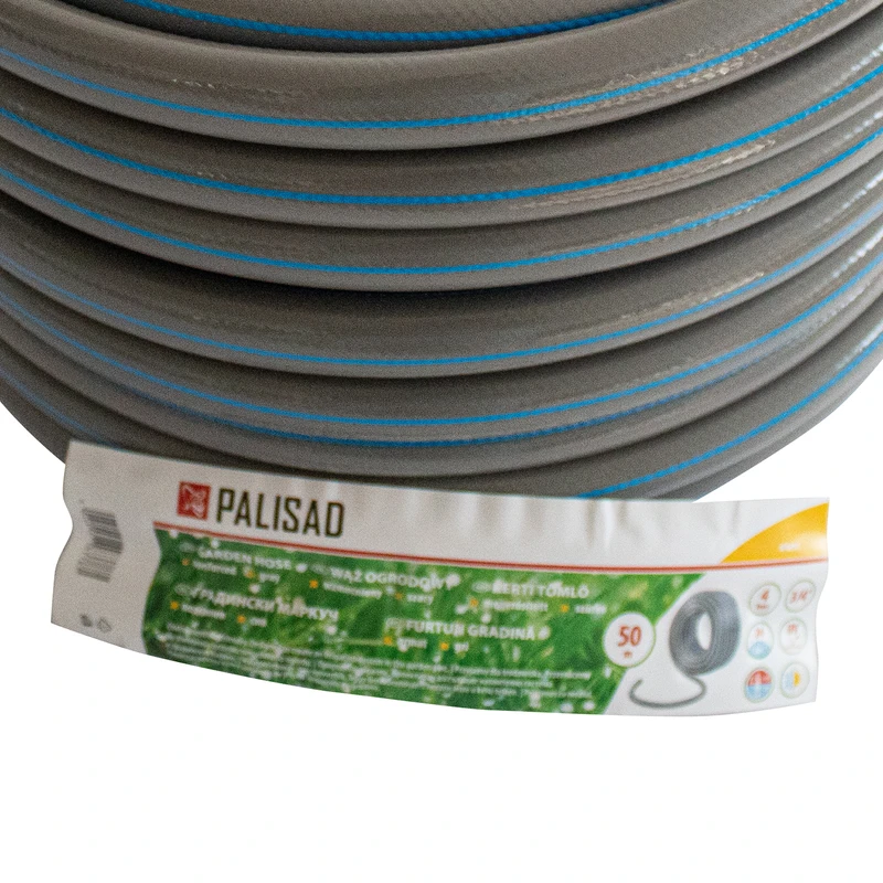 Маркуч Palisad, за поливане, подсилен, 3/4 ", 50 м, 4 слоя, без фталати, сив