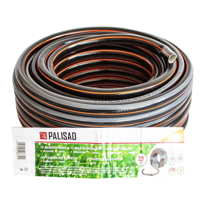 Маркуч Palisad, за поливане, подсилен, 1/2 ", 20 м, 4 слоя, без фталати, черен