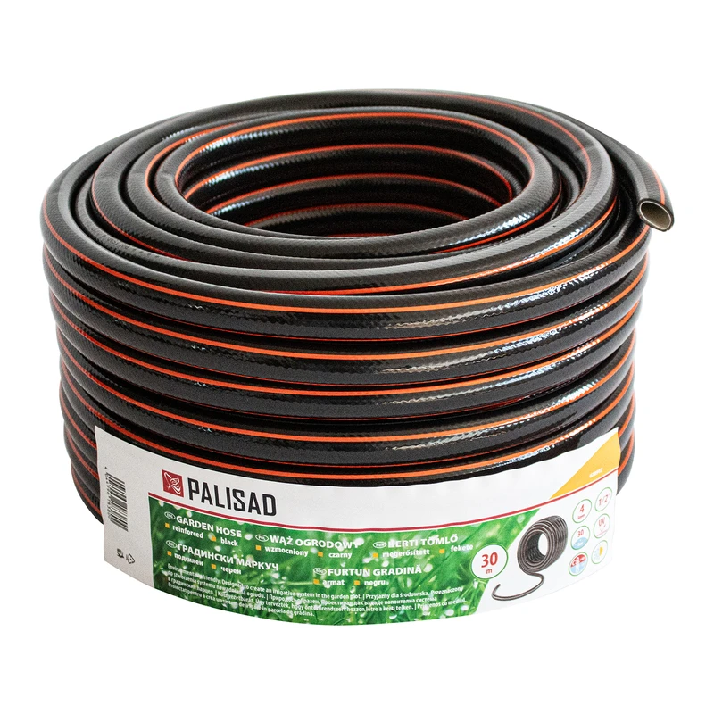 Маркуч Palisad, за поливане, подсилен, 1/2 ", 30 м, 4 слоя, без фталати, черен