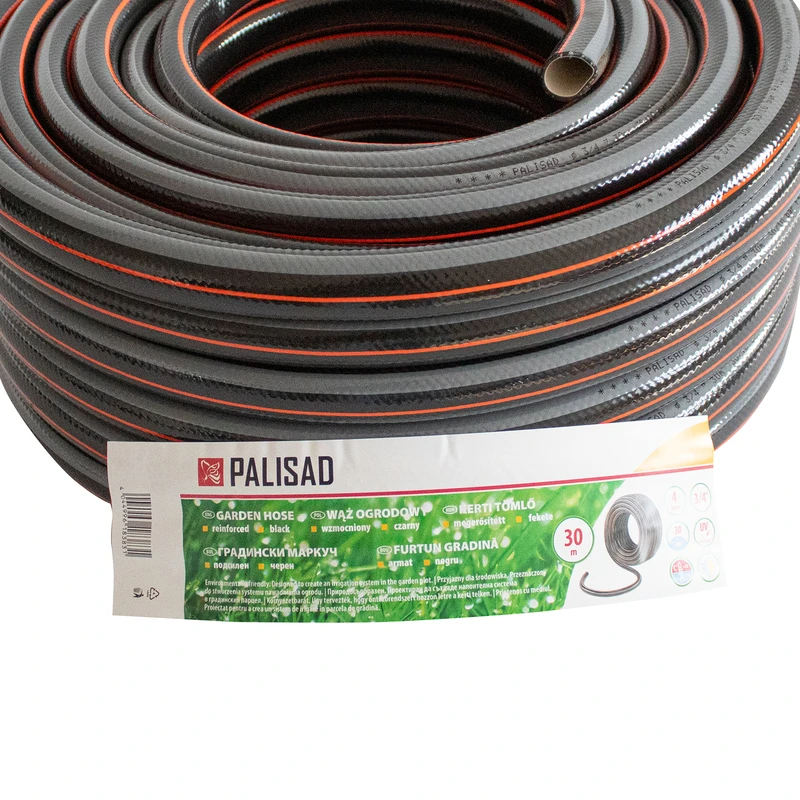 Маркуч Palisad, за поливане, подсилен, 3/4 ", 30 м, 4 слоя, без фталати, черен