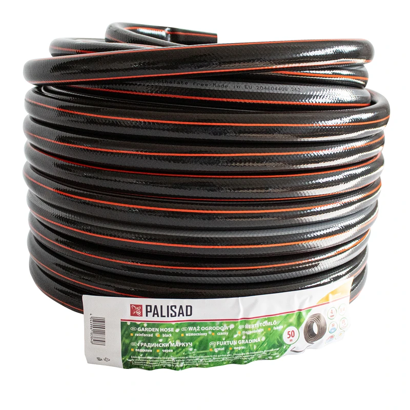 Маркуч Palisad, за поливане, подсилен, 3/4 ", 50 м, 4 слоя, без фталати, черен