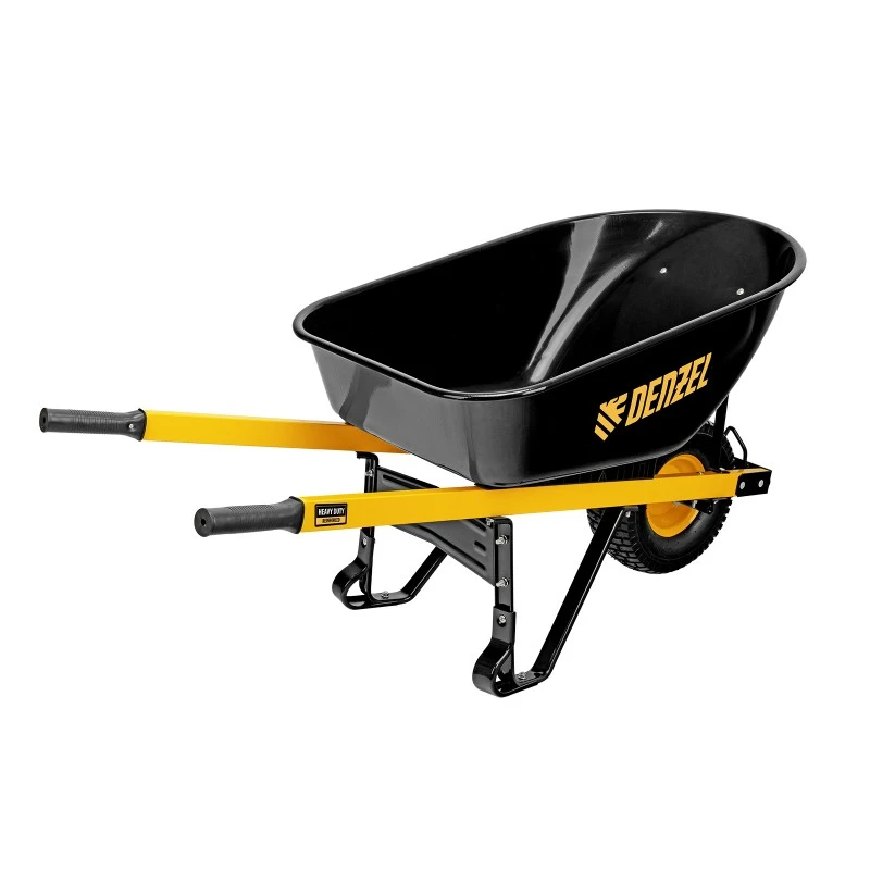 Количка Denzel, строителна, усилена, товароподемност 230 кг, обем 140 Л, колело 15х6.00-6