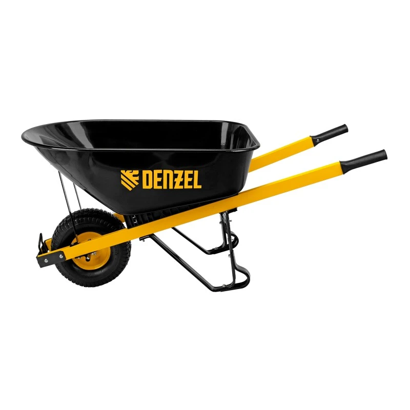 Количка Denzel, строителна, усилена, товароподемност 230 кг, обем 140 Л, колело 15х6.00-6